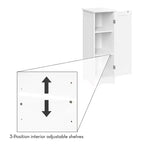 Mobile stretto Ashland per bagno e lavanderia con anta singola e ripiani regolabili - Bianco