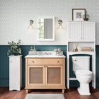 Mobile stretto Ashland per bagno e lavanderia con anta singola e ripiani regolabili - Bianco