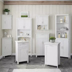 Mobiletto angolare per bagno Somerset con ante e ripiano regolabile - Bianco