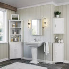 Mobiletto angolare per bagno Somerset con ante e ripiano regolabile - Bianco