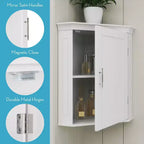 Mobiletto angolare per bagno Somerset con ante e ripiano regolabile - Bianco
