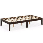 Struttura Letto a Piattaforma in Legno per Materasso Matrimoniale/Piazza e Mezza/Queen Size 14 con Gambe in Legno di Gomma, Contenitore Sottoletto, Marrone
