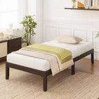 Struttura Letto a Piattaforma in Legno per Materasso Matrimoniale/Piazza e Mezza/Queen Size 14 con Gambe in Legno di Gomma, Contenitore Sottoletto, Marrone