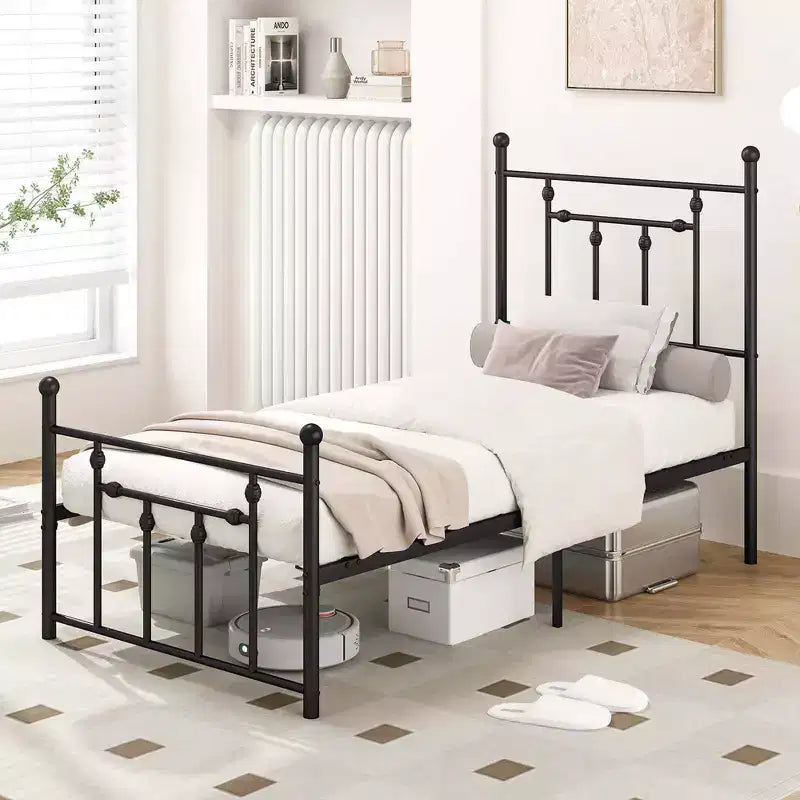 Struttura letto in metallo matrimoniale/piazza e mezza/queen size con testiera, contenitore sottoletto, base per materasso