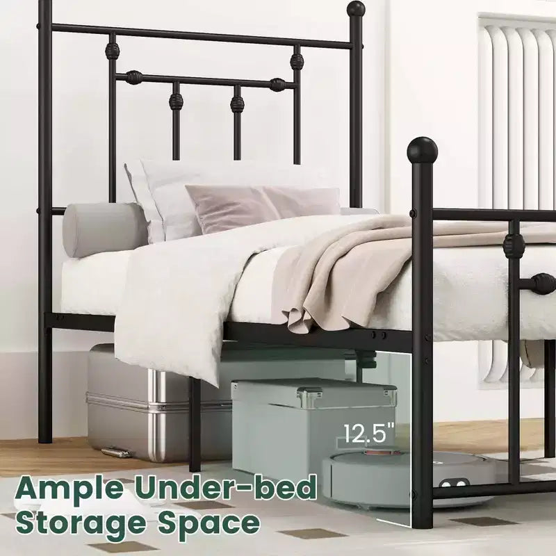 Struttura letto in metallo matrimoniale/piazza e mezza/queen size con testiera, contenitore sottoletto, base per materasso