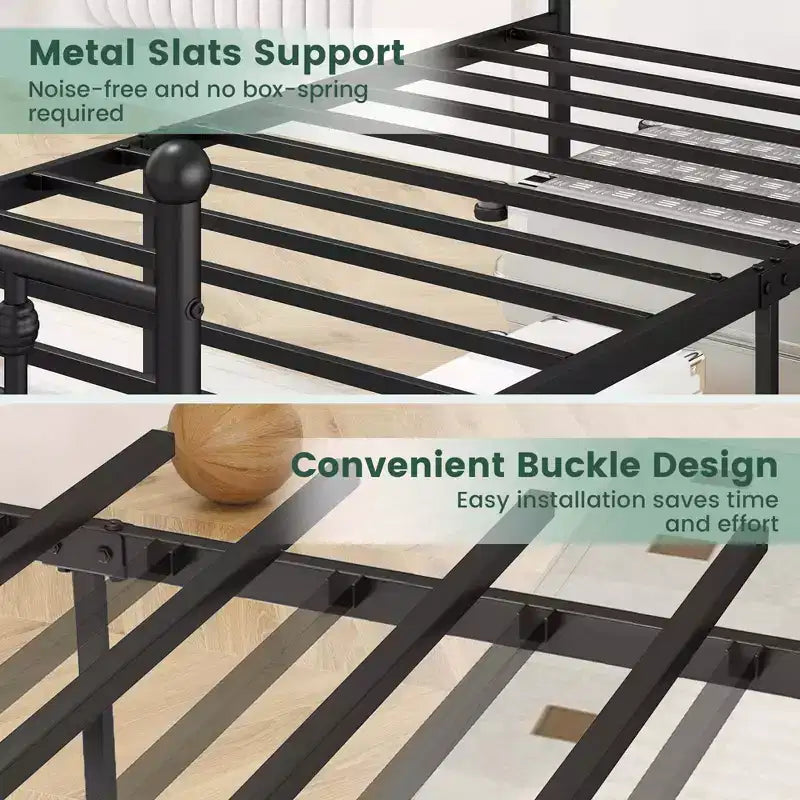 Struttura letto in metallo matrimoniale/piazza e mezza/queen size con testiera, contenitore sottoletto, base per materasso