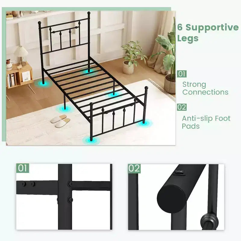 Struttura letto in metallo matrimoniale/piazza e mezza/queen size con testiera, contenitore sottoletto, base per materasso