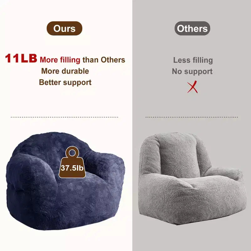 Pouf sacco extra large per camera da letto e soggiorno, blu
