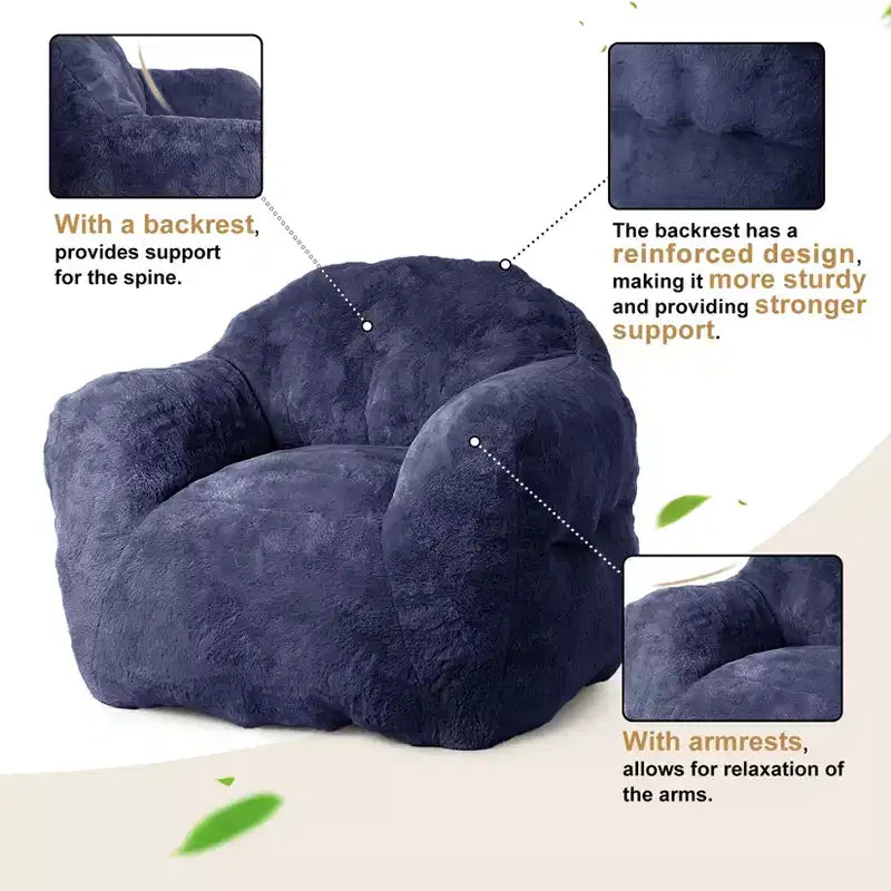 Pouf sacco extra large per camera da letto e soggiorno, blu