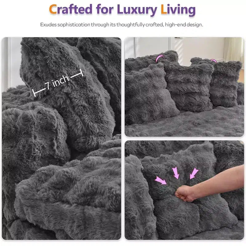 Divano rotondo oversize da 83 pollici, divano letto con cuscino morbido e 6 cuscini, chaise longue rotonda per camera da letto, soggiorno