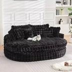 Divano rotondo oversize da 83 pollici, divano letto con cuscino morbido e 6 cuscini, chaise longue rotonda per camera da letto, soggiorno