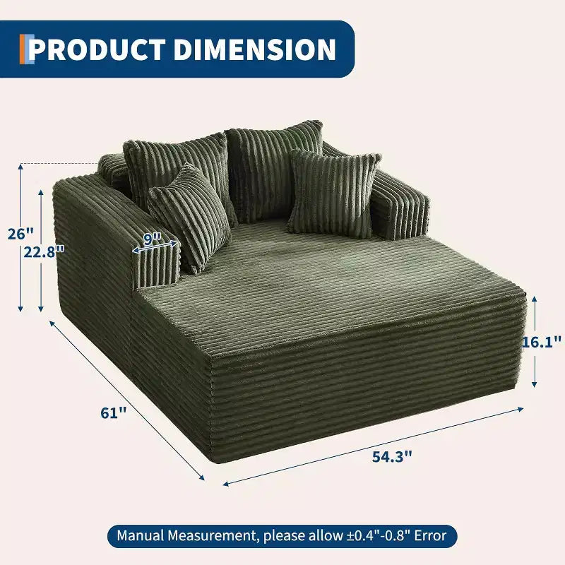 Lettino Chaise Lounge a sacco oversize per 2 persone, divano letto con 4 cuscini per soggiorno, camera da letto