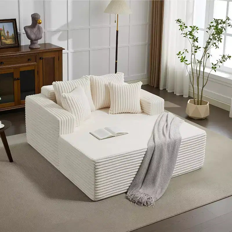 Lettino Chaise Lounge a sacco oversize per 2 persone, divano letto con 4 cuscini per soggiorno, camera da letto
