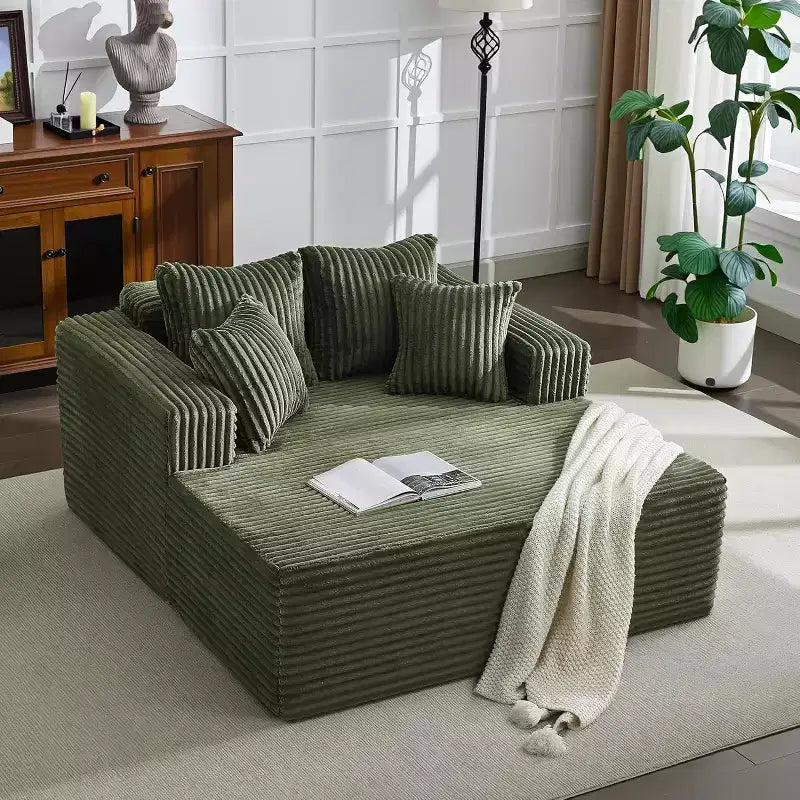 Lettino Chaise Lounge a sacco oversize per 2 persone, divano letto con 4 cuscini per soggiorno, camera da letto