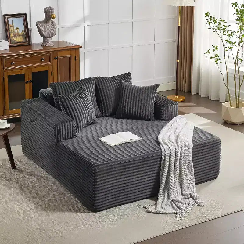 Lettino Chaise Lounge a sacco oversize per 2 persone, divano letto con 4 cuscini per soggiorno, camera da letto