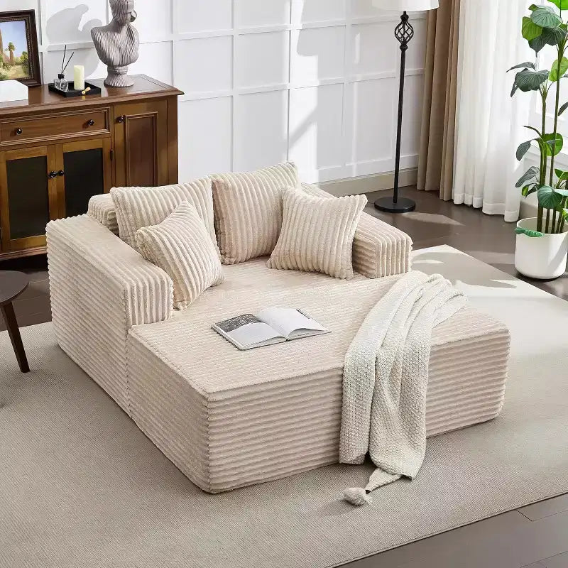 Lettino Chaise Lounge a sacco oversize per 2 persone, divano letto con 4 cuscini per soggiorno, camera da letto