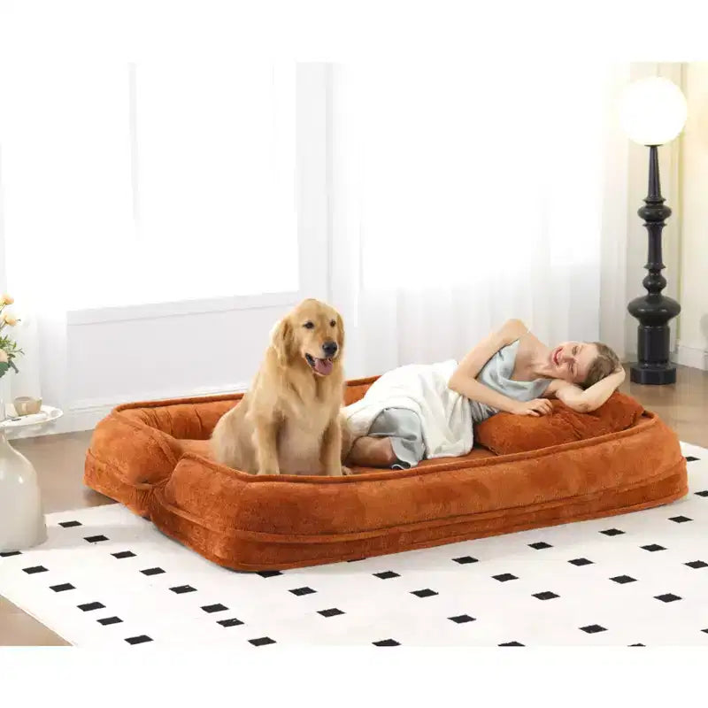 Divano Letto per Cani e Persone, Grande, a Sacca, con 5 Posizioni Regolabili, Couch 2-in-1 in Ciniglia Extra Morbida per Te e i Tuoi Animali