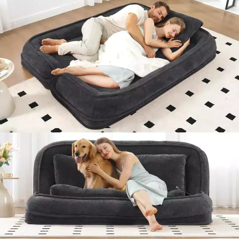 Divano Letto per Cani e Persone, Grande, a Sacca, con 5 Posizioni Regolabili, Couch 2-in-1 in Ciniglia Extra Morbida per Te e i Tuoi Animali