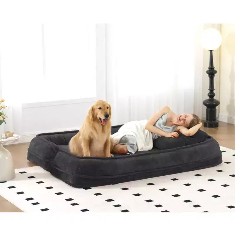 Divano Letto per Cani e Persone, Grande, a Sacca, con 5 Posizioni Regolabili, Couch 2-in-1 in Ciniglia Extra Morbida per Te e i Tuoi Animali