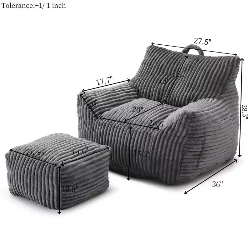 Poltrona Sacco, Poltrona Sacco da 90 cm con Morbidi Braccioli e Tasca Portaoggetti, Imbottitura in Memory Foam 25D con Morbido Rivestimento in Velluto Teddy, Blu