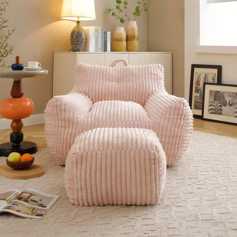 Poltrona Sacco, Poltrona Sacco da 90 cm con Morbidi Braccioli e Tasca Portaoggetti, Imbottitura in Memory Foam 25D con Morbido Rivestimento in Velluto Teddy, Blu