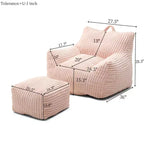 Poltrona Sacco, Poltrona Sacco da 90 cm con Morbidi Braccioli e Tasca Portaoggetti, Imbottitura in Memory Foam 25D con Morbido Rivestimento in Velluto Teddy, Blu