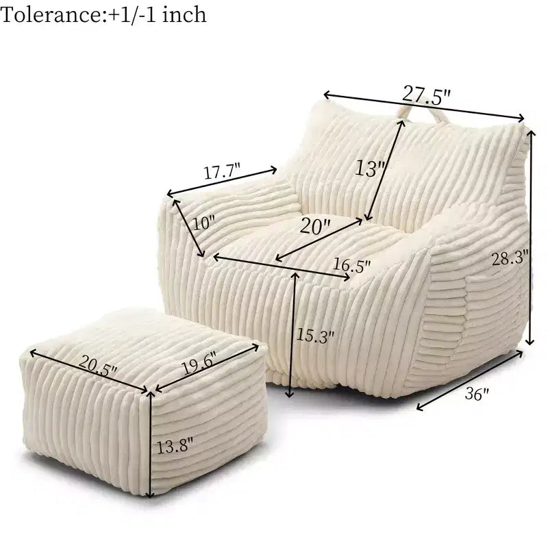 Poltrona Sacco, Poltrona Sacco da 90 cm con Morbidi Braccioli e Tasca Portaoggetti, Imbottitura in Memory Foam 25D con Morbido Rivestimento in Velluto Teddy, Blu