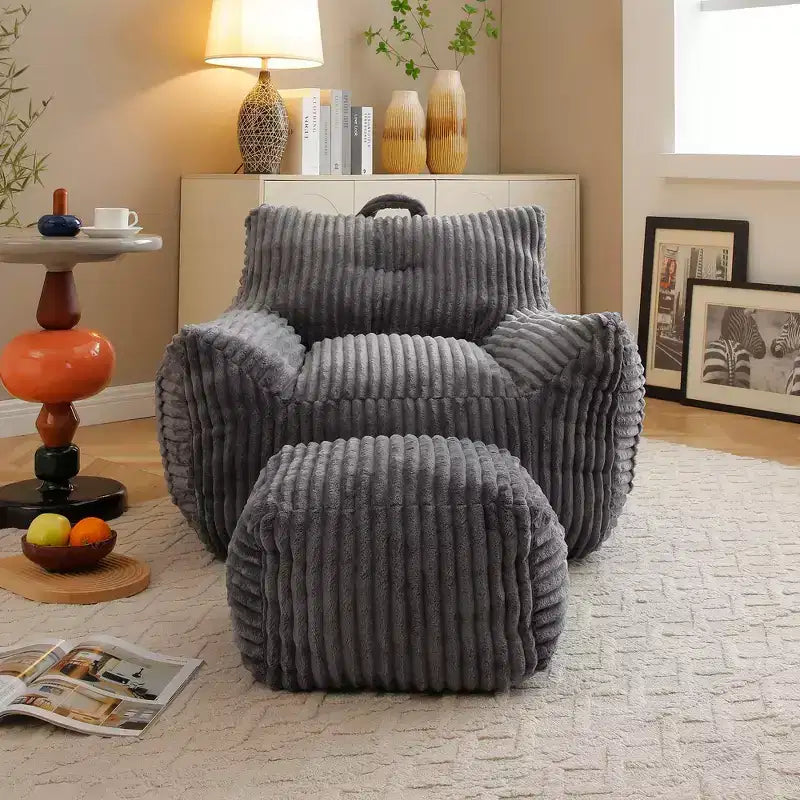 Poltrona Sacco, Poltrona Sacco da 90 cm con Morbidi Braccioli e Tasca Portaoggetti, Imbottitura in Memory Foam 25D con Morbido Rivestimento in Velluto Teddy, Blu