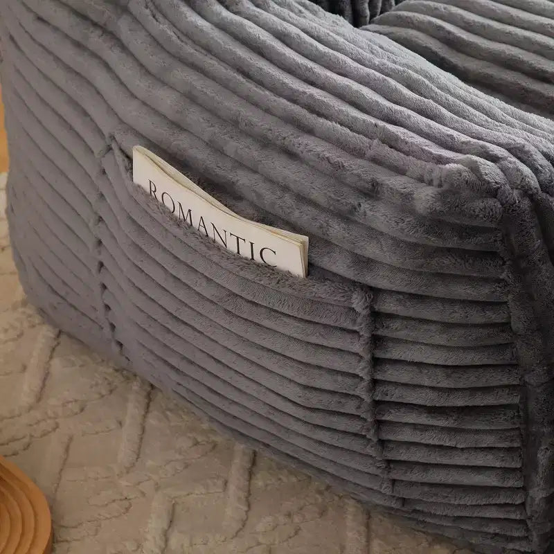 Poltrona Sacco, Poltrona Sacco da 90 cm con Morbidi Braccioli e Tasca Portaoggetti, Imbottitura in Memory Foam 25D con Morbido Rivestimento in Velluto Teddy, Blu