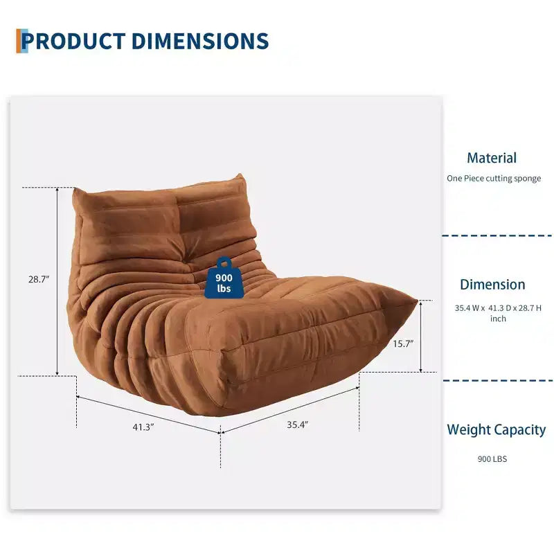 35.4 Pouf a sacco, divanetto in memory foam impermeabile senza cuciture con capacità di 408 kg per soggiorno e camera da letto