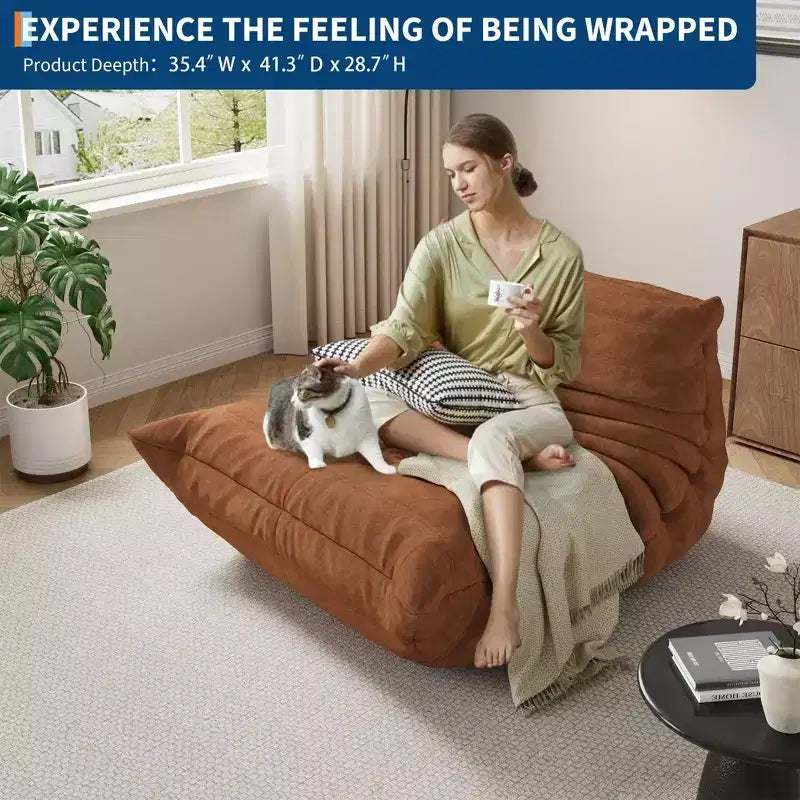 35.4 Pouf a sacco, divanetto in memory foam impermeabile senza cuciture con capacità di 408 kg per soggiorno e camera da letto