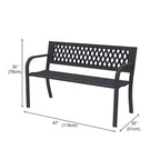 Panchina con Struttura in Ferro, Design Geometrico Intagliato in Metallo Massiccio, Adatta per Giardini, Cortili e Terrazze