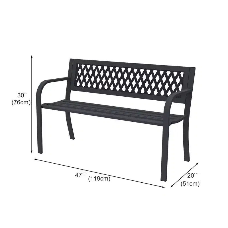Panchina con Struttura in Ferro, Design Geometrico Intagliato in Metallo Massiccio, Adatta per Giardini, Cortili e Terrazze