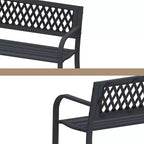 Panchina con Struttura in Ferro, Design Geometrico Intagliato in Metallo Massiccio, Adatta per Giardini, Cortili e Terrazze