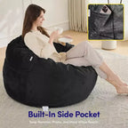 Poltrona sacco 3FT, poltrona sacco grande rotonda in schiuma per adulti di tutte le età, rivestimento sfoderabile in velluto