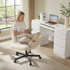 Sedia incrociata con braccioli e ruote, Sedia ergonomica da ufficio con gambe incrociate, Sedia da scrivania per ufficio e postazione trucco