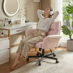 Sedia incrociata con braccioli e ruote, Sedia ergonomica da ufficio con gambe incrociate, Sedia da scrivania per ufficio e postazione trucco