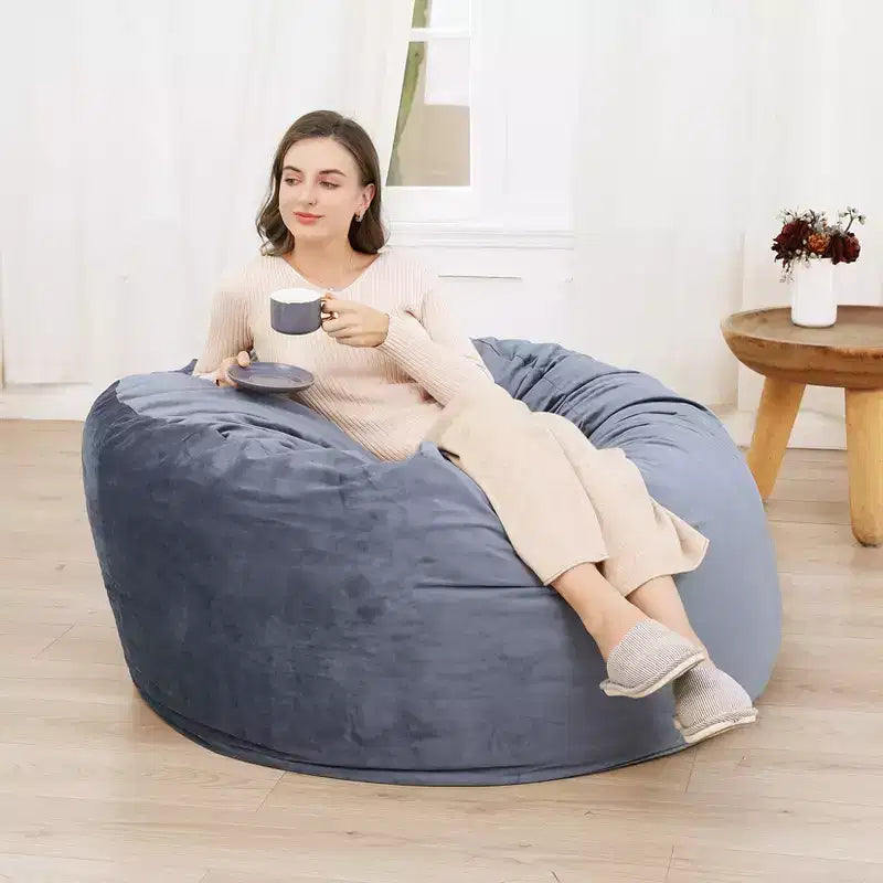 Poltrone a sacco grandi da 4 piedi per adulti/adolescenti con imbottitura in schiuma triturata, comodo divano a sacco con imbottitura inclusa, pouf in morbido tessuto vellutato, 4 piedi