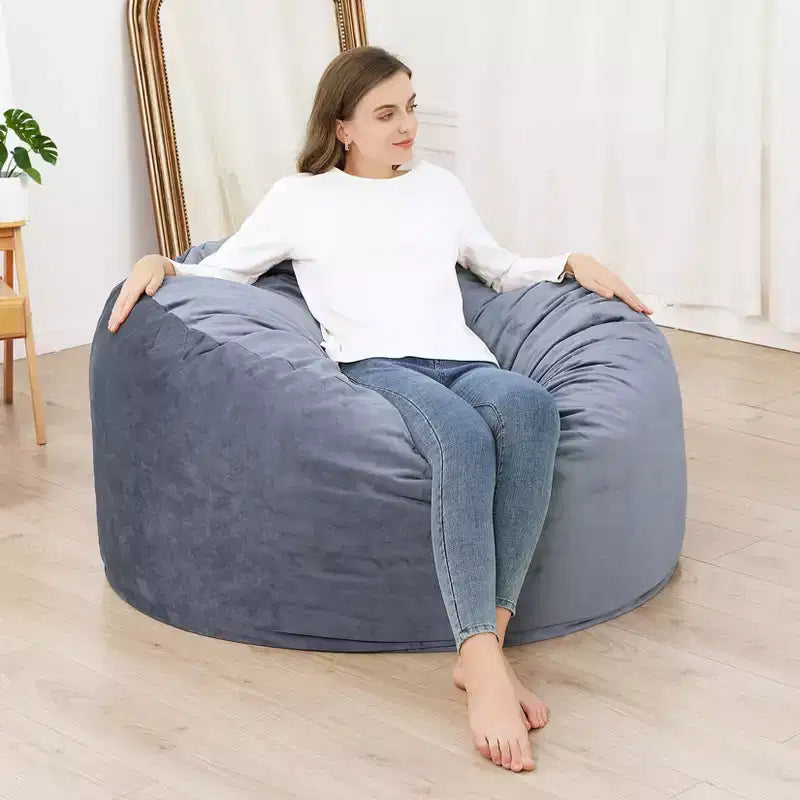 Poltrone a sacco grandi da 4 piedi per adulti/adolescenti con imbottitura in schiuma triturata, comodo divano a sacco con imbottitura inclusa, pouf in morbido tessuto vellutato, 4 piedi