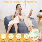Poltrone a sacco grandi da 4 piedi per adulti/adolescenti con imbottitura in schiuma triturata, comodo divano a sacco con imbottitura inclusa, pouf in morbido tessuto vellutato, 4 piedi