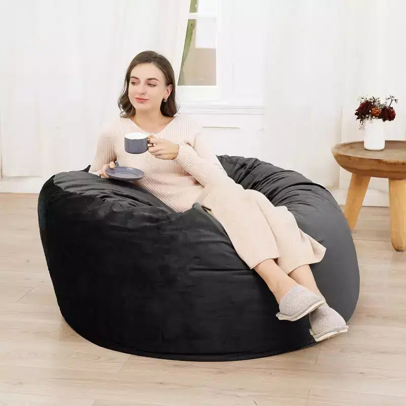 Poltrone a sacco grandi da 4 piedi per adulti/adolescenti con imbottitura in schiuma triturata, comodo divano a sacco con imbottitura inclusa, pouf in morbido tessuto vellutato, 4 piedi
