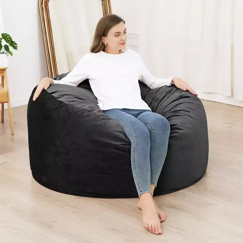 Poltrone a sacco grandi da 4 piedi per adulti/adolescenti con imbottitura in schiuma triturata, comodo divano a sacco con imbottitura inclusa, pouf in morbido tessuto vellutato, 4 piedi