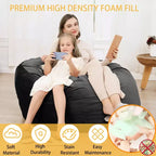 Poltrone a sacco grandi da 4 piedi per adulti/adolescenti con imbottitura in schiuma triturata, comodo divano a sacco con imbottitura inclusa, pouf in morbido tessuto vellutato, 4 piedi