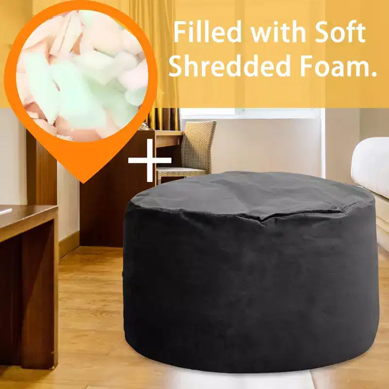 Poltrone a sacco grandi da 4 piedi per adulti/adolescenti con imbottitura in schiuma triturata, comodo divano a sacco con imbottitura inclusa, pouf in morbido tessuto vellutato, 4 piedi