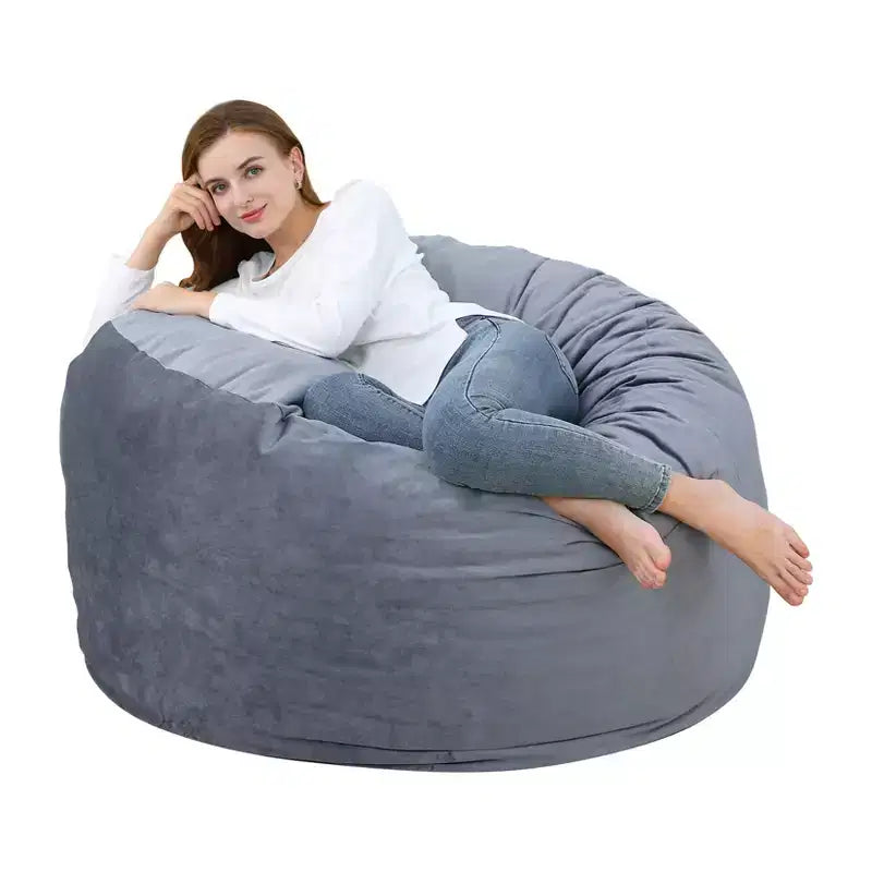 Poltrone a sacco grandi da 4 piedi per adulti/adolescenti con imbottitura in schiuma triturata, comodo divano a sacco con imbottitura inclusa, pouf in morbido tessuto vellutato, 4 piedi