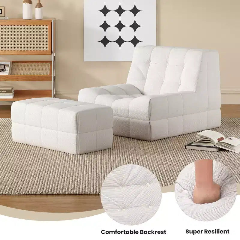 Poltrona sacco ergonomica in memory foam Hayes con pouf