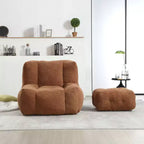 Poltrona sacco/sedia da pavimento/divano pigro con memory foam e pouf, divano a sacco per sala lettura, soggiorno