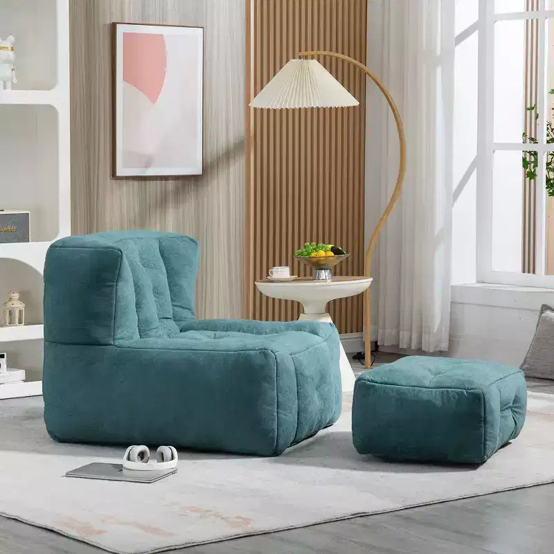Poltrona sacco/sedia da pavimento/divano pigro con memory foam e pouf, divano a sacco per sala lettura, soggiorno