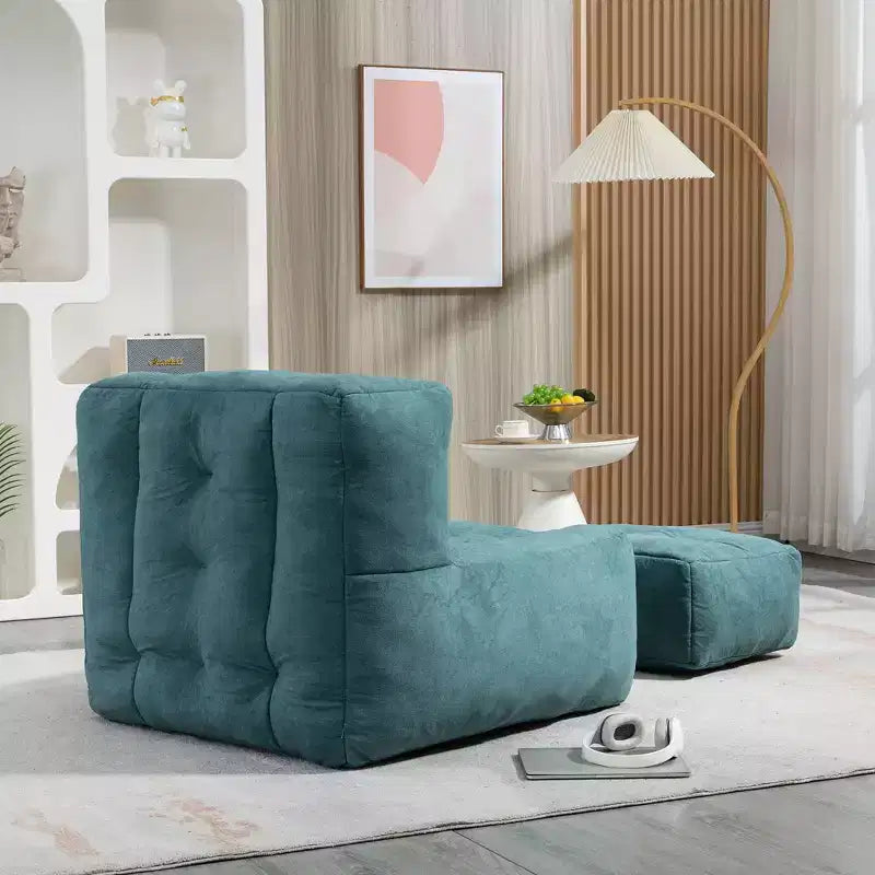 Poltrona sacco/sedia da pavimento/divano pigro con memory foam e pouf, divano a sacco per sala lettura, soggiorno