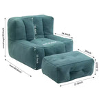 Poltrona sacco/sedia da pavimento/divano pigro con memory foam e pouf, divano a sacco per sala lettura, soggiorno